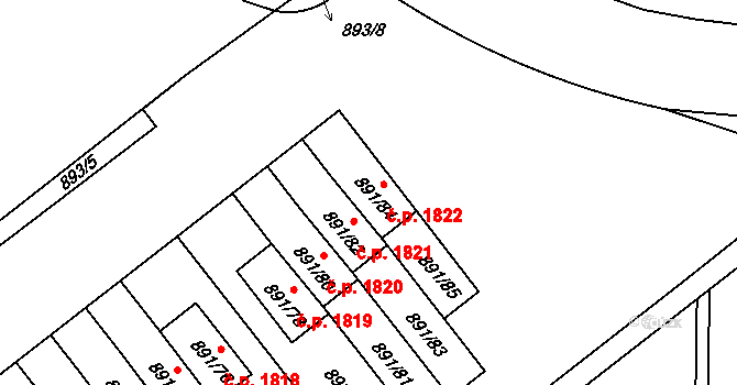 Krč 1822, Praha na parcele st. 891/84 v KÚ Krč, Katastrální mapa