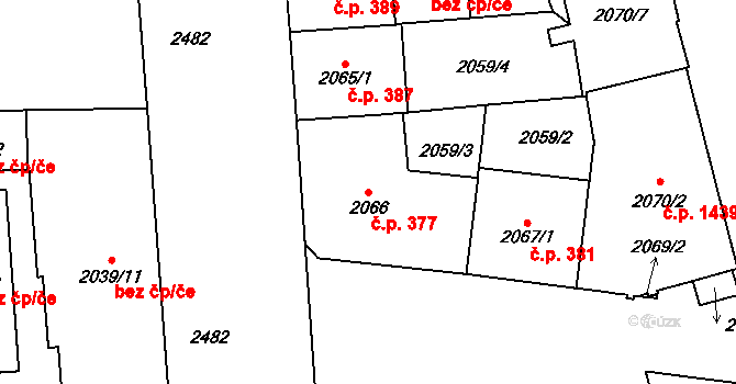 Vršovice 377, Praha na parcele st. 2066 v KÚ Vršovice, Katastrální mapa