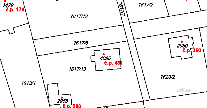 Kryblice 431, Trutnov na parcele st. 4085 v KÚ Trutnov, Katastrální mapa