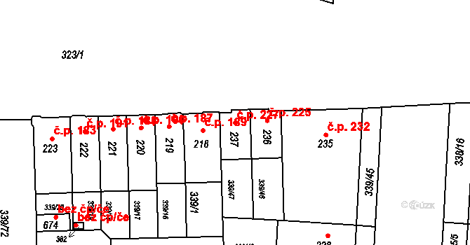 Povel 227, Olomouc na parcele st. 237 v KÚ Povel, Katastrální mapa
