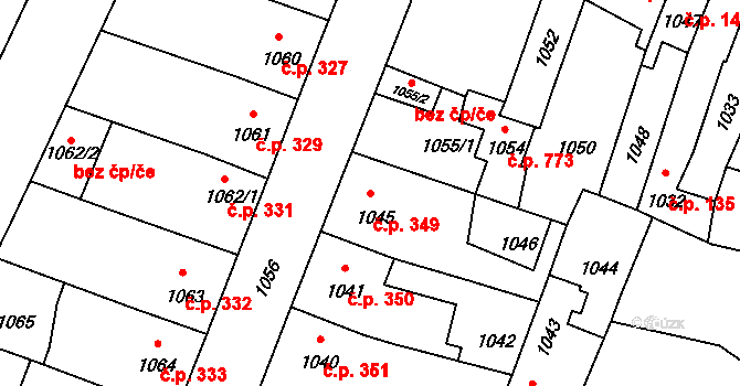 Pečky 349 na parcele st. 1045 v KÚ Pečky, Katastrální mapa