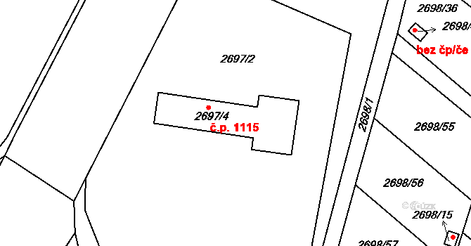Lovosice 1115 na parcele st. 2697/4 v KÚ Lovosice, Katastrální mapa