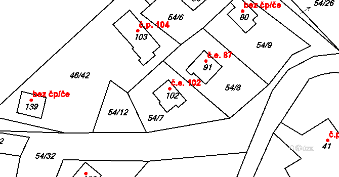 Nivy 102, Děpoltovice na parcele st. 102 v KÚ Nivy, Katastrální mapa