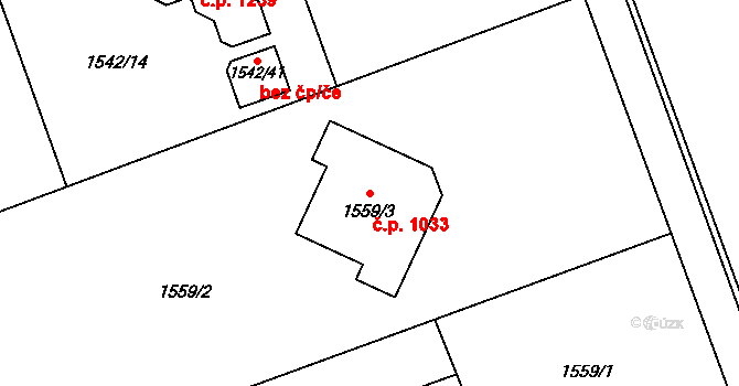 Vendryně 1033 na parcele st. 1559/3 v KÚ Vendryně, Katastrální mapa