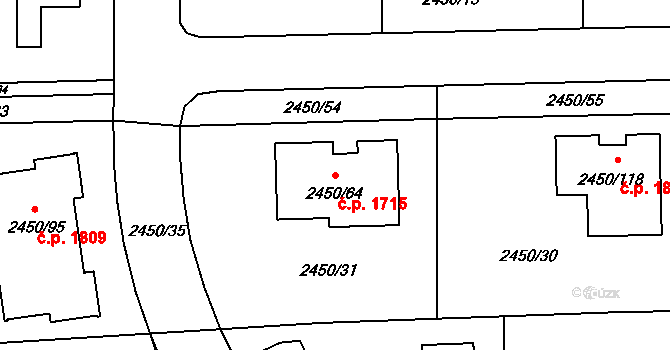 České Budějovice 6 1715, České Budějovice na parcele st. 2450/64 v KÚ České Budějovice 6, Katastrální mapa