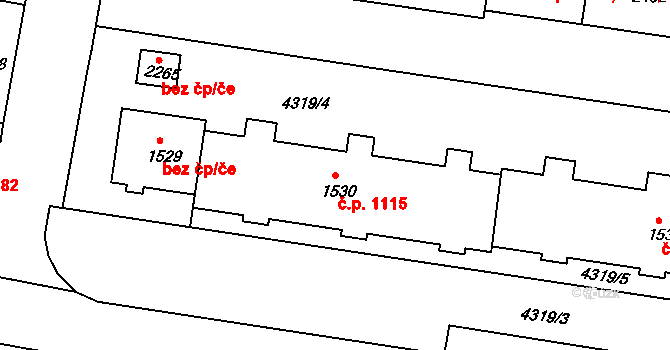 Moravské Budějovice 1115 na parcele st. 1530 v KÚ Moravské Budějovice, Katastrální mapa