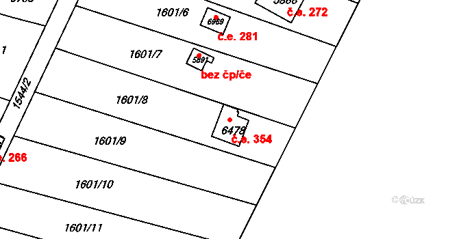 Chrudim III 354, Chrudim na parcele st. 6478 v KÚ Chrudim, Katastrální mapa