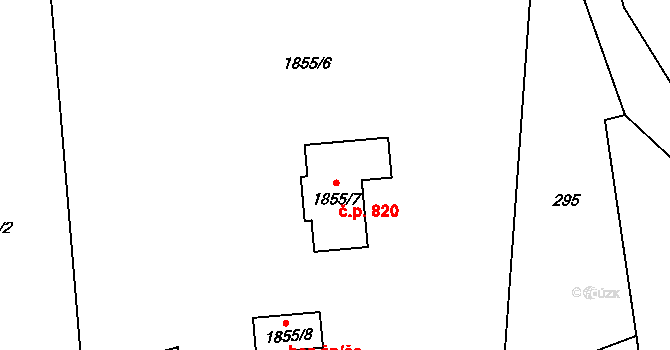 Suchdol nad Lužnicí 820 na parcele st. 1855/7 v KÚ Suchdol nad Lužnicí, Katastrální mapa