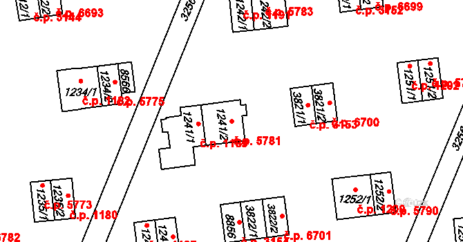 Zlín 5781 na parcele st. 1241/2 v KÚ Zlín, Katastrální mapa