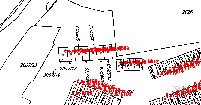 Kadaň 5087 na parcele st. 2007/14 v KÚ Kadaň, Katastrální mapa