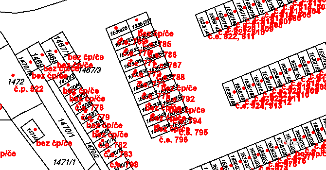 Teplické Předměstí 792, Bílina na parcele st. 1636/267 v KÚ Bílina, Katastrální mapa