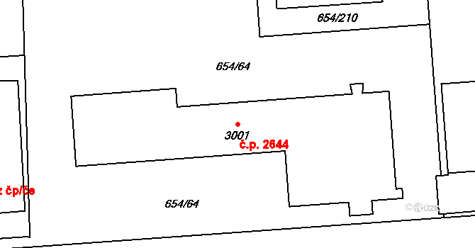 Zábřeh 2644, Ostrava na parcele st. 3001 v KÚ Zábřeh nad Odrou, Katastrální mapa
