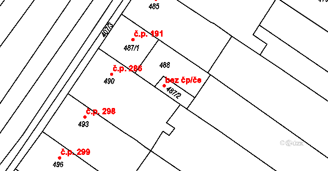 Vlkoš 38739500 na parcele st. 487/2 v KÚ Vlkoš u Kyjova, Katastrální mapa