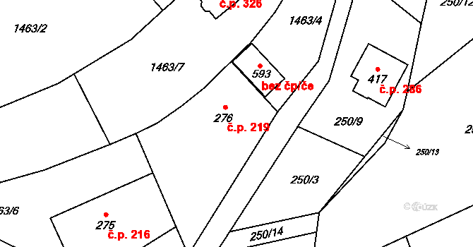 Všemina 219 na parcele st. 276 v KÚ Všemina, Katastrální mapa