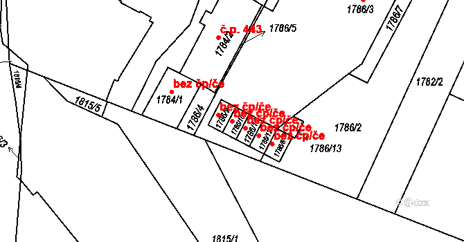 Turnov 38878500 na parcele st. 1786/10 v KÚ Turnov, Katastrální mapa