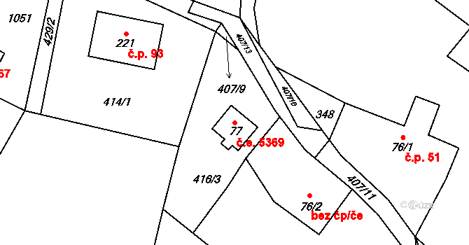 Verdek 5369, Dvůr Králové nad Labem na parcele st. 77 v KÚ Verdek, Katastrální mapa