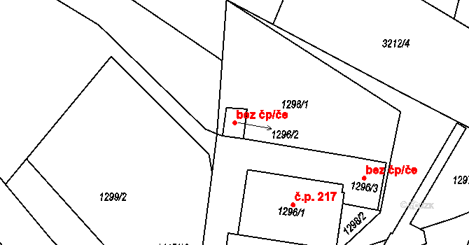 Bystřice nad Pernštejnem 41342500 na parcele st. 1296/2 v KÚ Bystřice nad Pernštejnem, Katastrální mapa