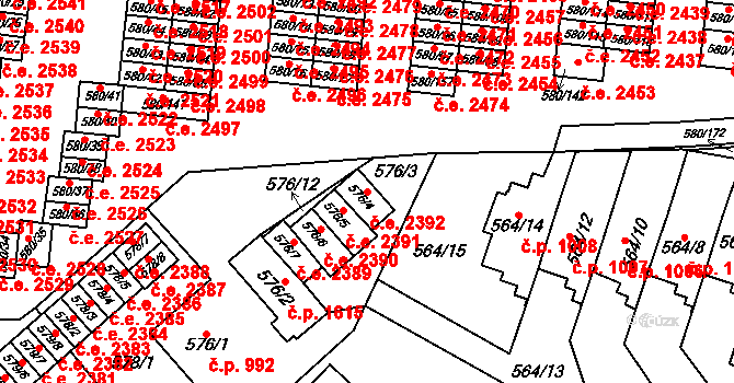 Bludovice 2392, Havířov na parcele st. 576/4 v KÚ Bludovice, Katastrální mapa