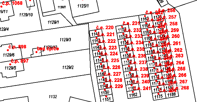 Šumbark 223, Havířov na parcele st. 1144 v KÚ Šumbark, Katastrální mapa