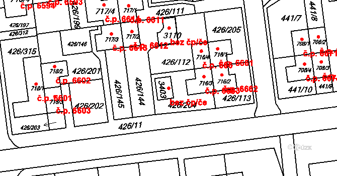 Otrokovice 47869500 na parcele st. 3403 v KÚ Otrokovice, Katastrální mapa