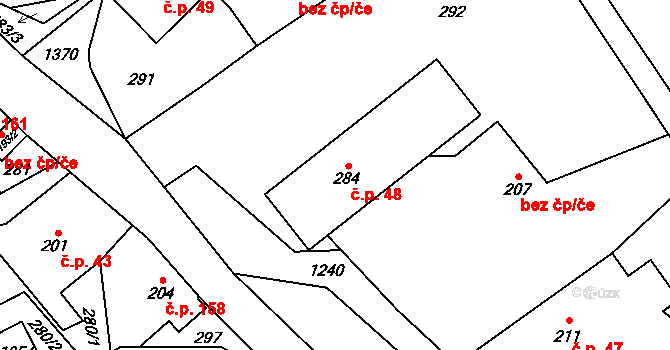 Hrabenov 48, Ruda nad Moravou na parcele st. 284 v KÚ Hrabenov, Katastrální mapa