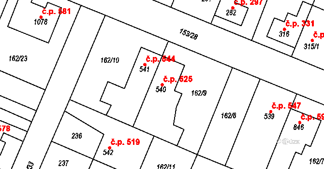 Lobeček 525, Kralupy nad Vltavou na parcele st. 540 v KÚ Lobeček, Katastrální mapa