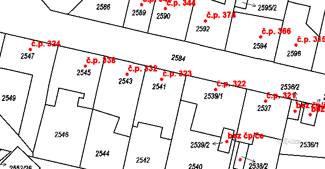 Veselí nad Lužnicí I 323, Veselí nad Lužnicí na parcele st. 2541 v KÚ Veselí nad Lužnicí, Katastrální mapa