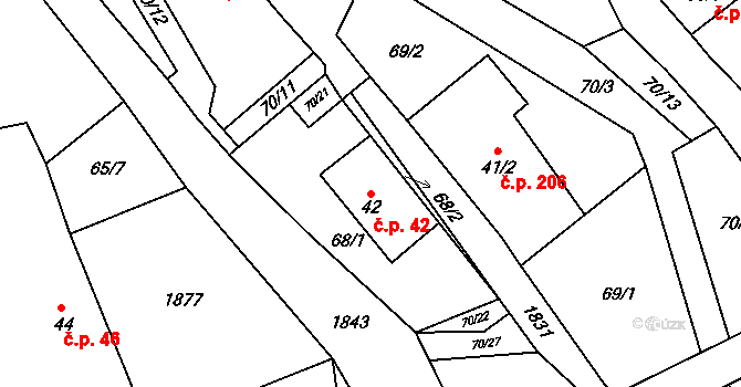 Žinkovy 42 na parcele st. 42 v KÚ Žinkovy, Katastrální mapa