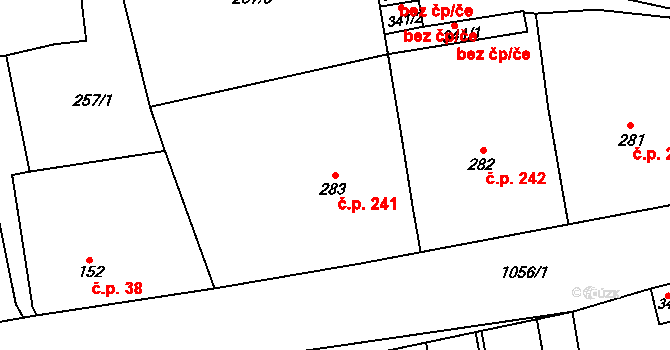 Velká Ves 241, Broumov na parcele st. 283 v KÚ Velká Ves u Broumova, Katastrální mapa