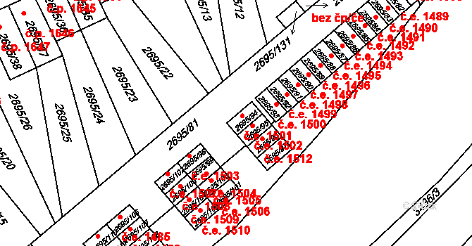 Pelhřimov 1501 na parcele st. 2695/94 v KÚ Pelhřimov, Katastrální mapa