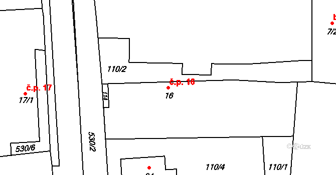 Lukovna 16, Sezemice na parcele st. 16 v KÚ Lukovna, Katastrální mapa
