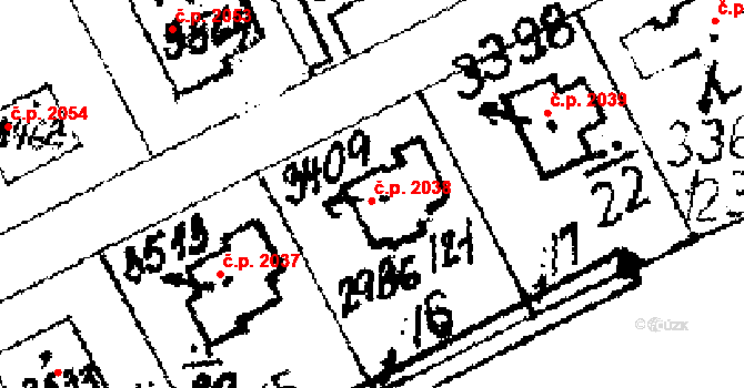 Lysá nad Labem 2038 na parcele st. 3409 v KÚ Lysá nad Labem, Katastrální mapa