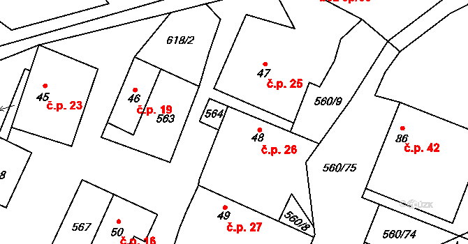 Konopiště 26, Lipovice na parcele st. 48 v KÚ Lipovice, Katastrální mapa
