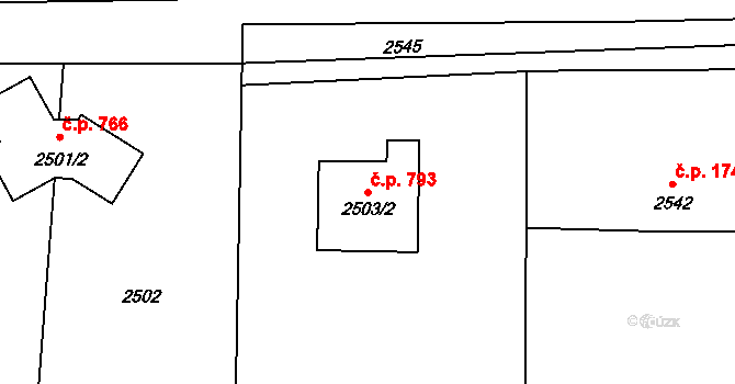 Horní Těrlicko 793, Těrlicko na parcele st. 2503/2 v KÚ Horní Těrlicko, Katastrální mapa