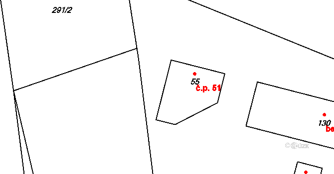 Buk 51 na parcele st. 55 v KÚ Buk pod Boubínem, Katastrální mapa