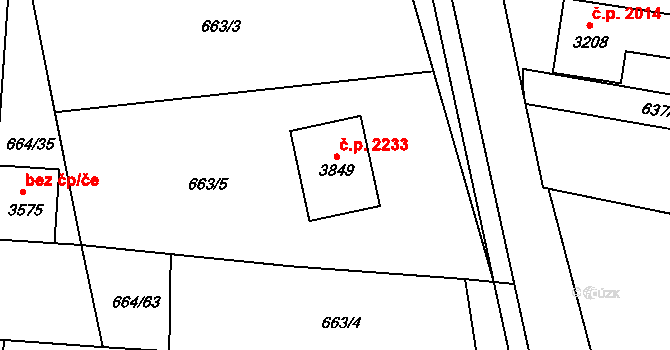 Hořice 2233 na parcele st. 3849 v KÚ Hořice v Podkrkonoší, Katastrální mapa