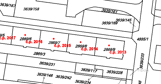 Louny 2014 na parcele st. 2869/8 v KÚ Louny, Katastrální mapa