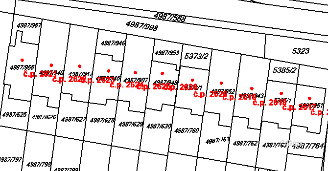 Louny 2626 na parcele st. 4987/948 v KÚ Louny, Katastrální mapa