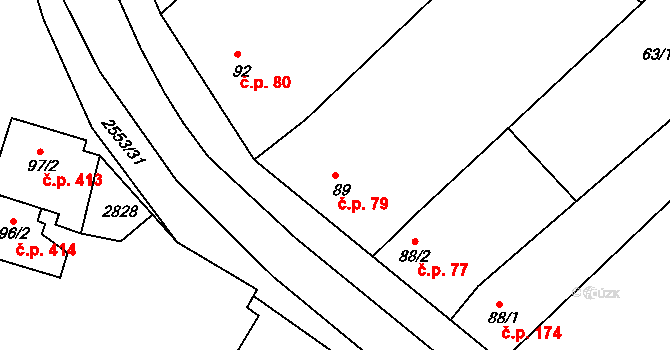 Vranovice 79 na parcele st. 89 v KÚ Vranovice nad Svratkou, Katastrální mapa