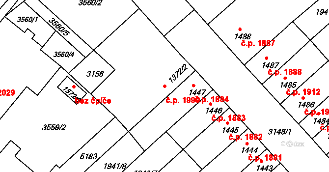 Kroměříž 1990 na parcele st. 1372/2 v KÚ Kroměříž, Katastrální mapa