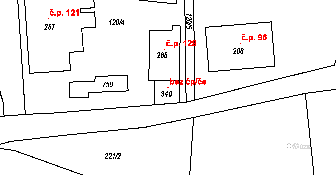 Drásov 104698501 na parcele st. 340 v KÚ Drásov u Příbramě, Katastrální mapa