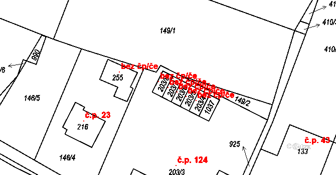 Svinčany 104944501 na parcele st. 203/7 v KÚ Svinčany, Katastrální mapa