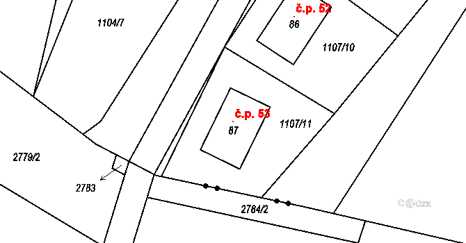 Ohučov 53, Staňkov na parcele st. 87 v KÚ Ohučov, Katastrální mapa