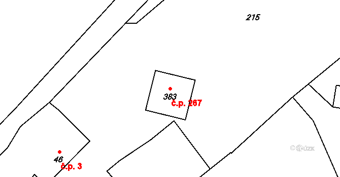 Tymákov 267 na parcele st. 383 v KÚ Tymákov, Katastrální mapa