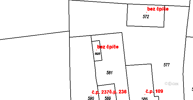 Paseka 107435501 na parcele st. 3825 v KÚ Paseka u Šternberka, Katastrální mapa