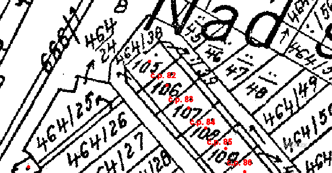 Jindice 83, Rašovice na parcele st. 106 v KÚ Jindice, Katastrální mapa