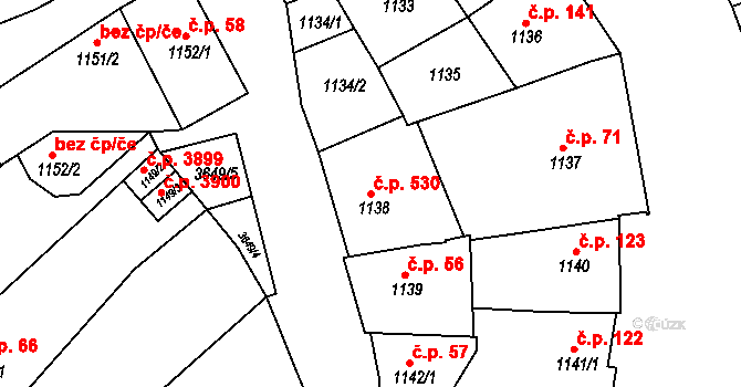Vyškov-Město 530, Vyškov na parcele st. 1138 v KÚ Vyškov, Katastrální mapa