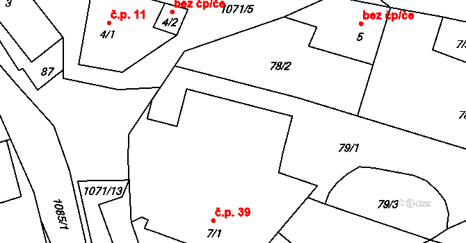 Čichalov 39 na parcele st. 7/1 v KÚ Čichalov, Katastrální mapa