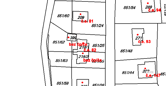 Děpoltovice 82 na parcele st. 218/1 v KÚ Děpoltovice, Katastrální mapa