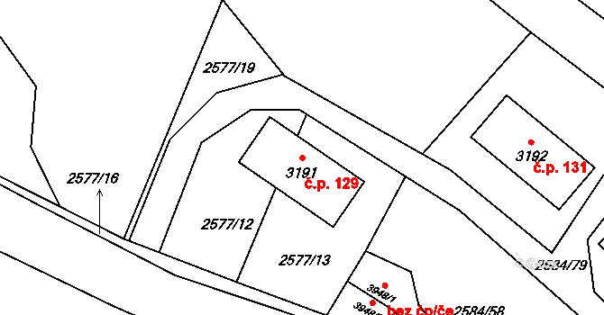 Jablonec nad Nisou 129 na parcele st. 3191 v KÚ Jablonec nad Nisou, Katastrální mapa